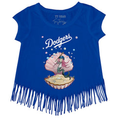 Los Angeles Dodgers Tiny Turnip Girls Youth Mermaid Fringe T-Shirt Clearance