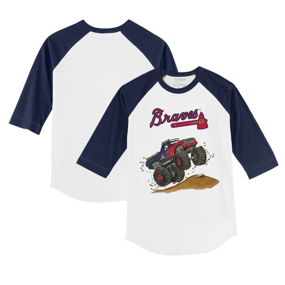 Atlanta Braves Tiny Turnip Youth Monster Truck 3/4-Sleeve Raglan T-Shirt for sale