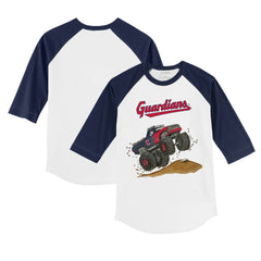 Cleveland Guardians Tiny Turnip Youth Monster Truck 3/4-Sleeve Raglan T-Shirt for sale