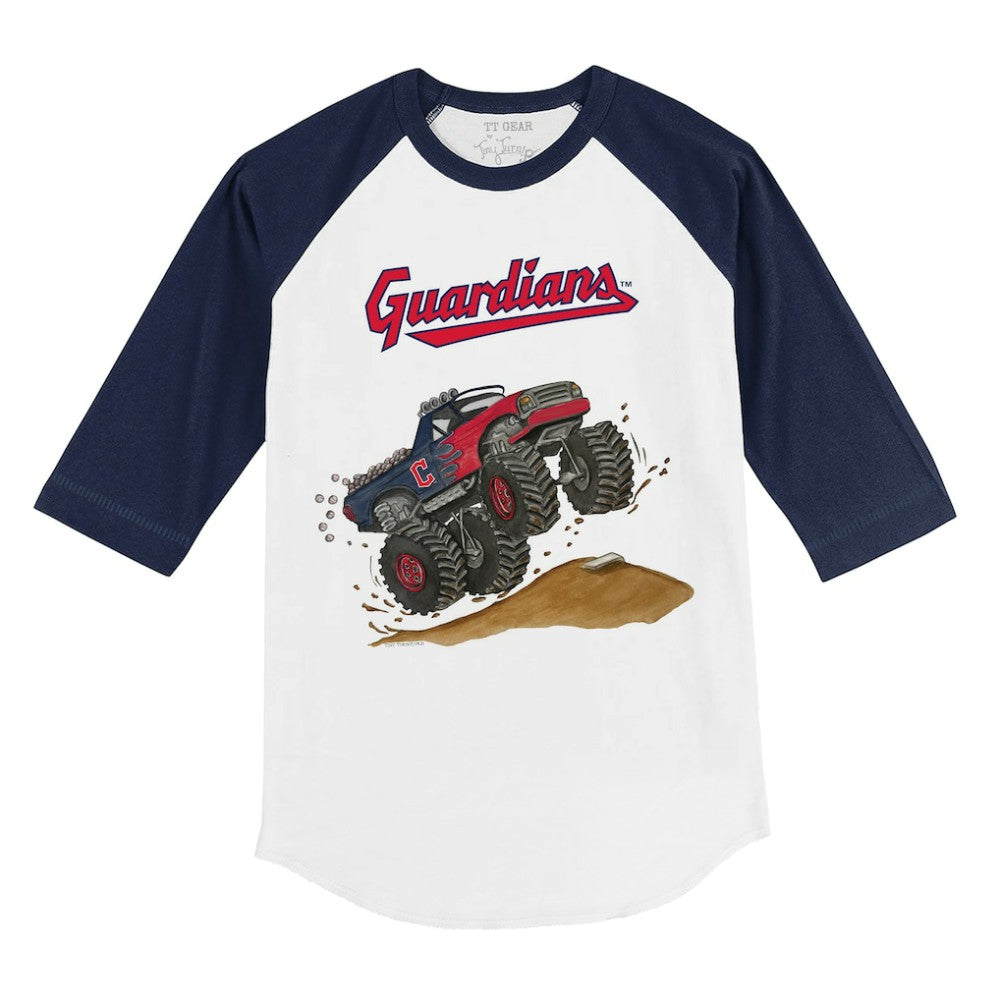 Cleveland Guardians Tiny Turnip Youth Monster Truck 3/4-Sleeve Raglan T-Shirt for sale