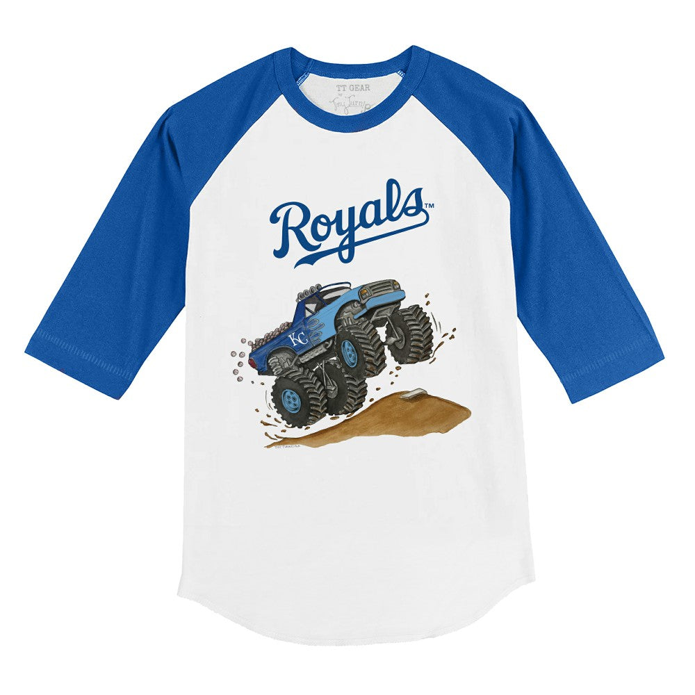Kansas City Royals Tiny Turnip Youth Monster Truck 3/4-Sleeve Raglan T-Shirt Clearance
