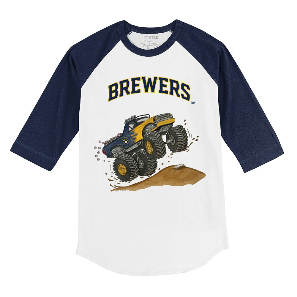 Milwaukee Brewers Tiny Turnip Youth Monster Truck 3/4-Sleeve Raglan T-Shirt On Sale