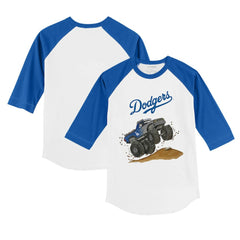 Los Angeles Dodgers Tiny Turnip Youth Monster Truck 3/4-Sleeve Raglan T-Shirt Lifestyle
