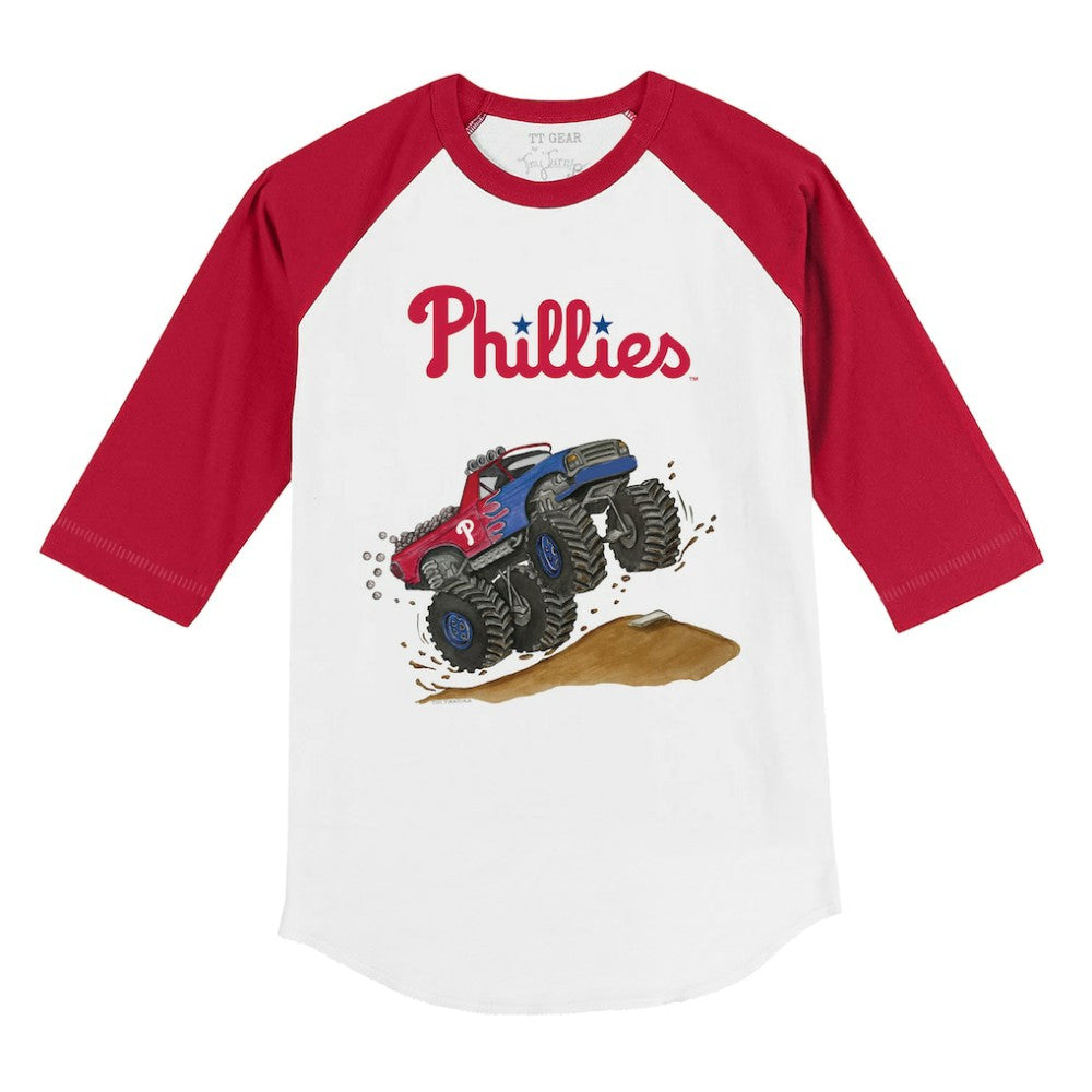 Philadelphia Phillies Tiny Turnip Youth Monster Truck 3/4-Sleeve Raglan T-Shirt Sale
