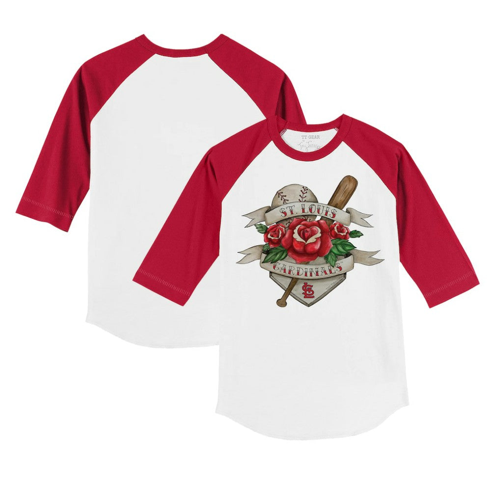 St. Louis Cardinals Tiny Turnip Youth Tattoo Rose 3/4-Sleeve Raglan T-Shirt Lifestyle