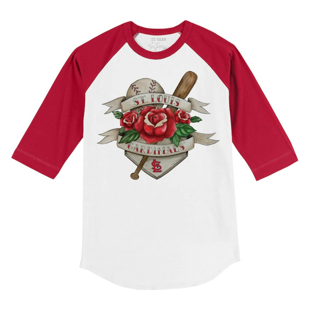 St. Louis Cardinals Tiny Turnip Youth Tattoo Rose 3/4-Sleeve Raglan T-Shirt Lifestyle
