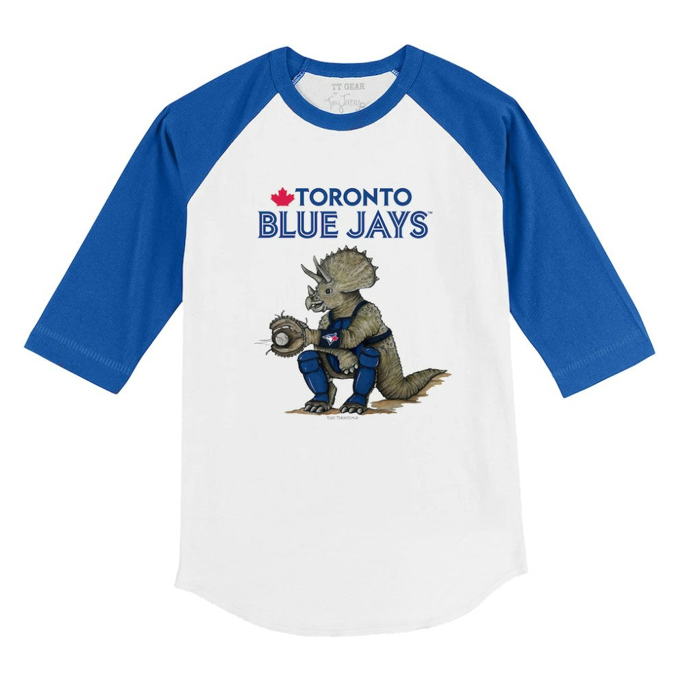 Toronto Blue Jays Tiny Turnip Youth Triceratops 3/4-Sleeve Raglan T-Shirt On Sale