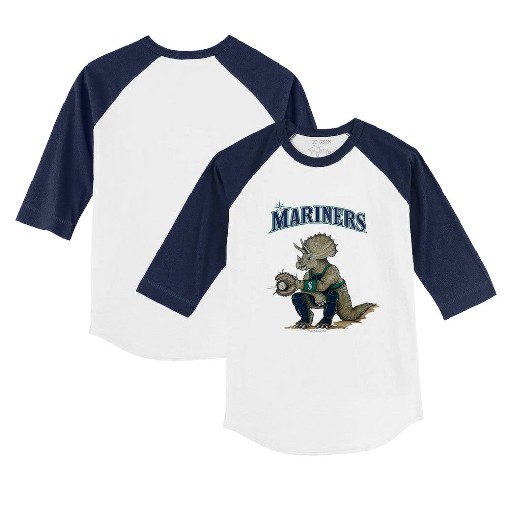 Seattle Mariners Tiny Turnip Youth Triceratops 3/4-Sleeve Raglan T-Shirt discount