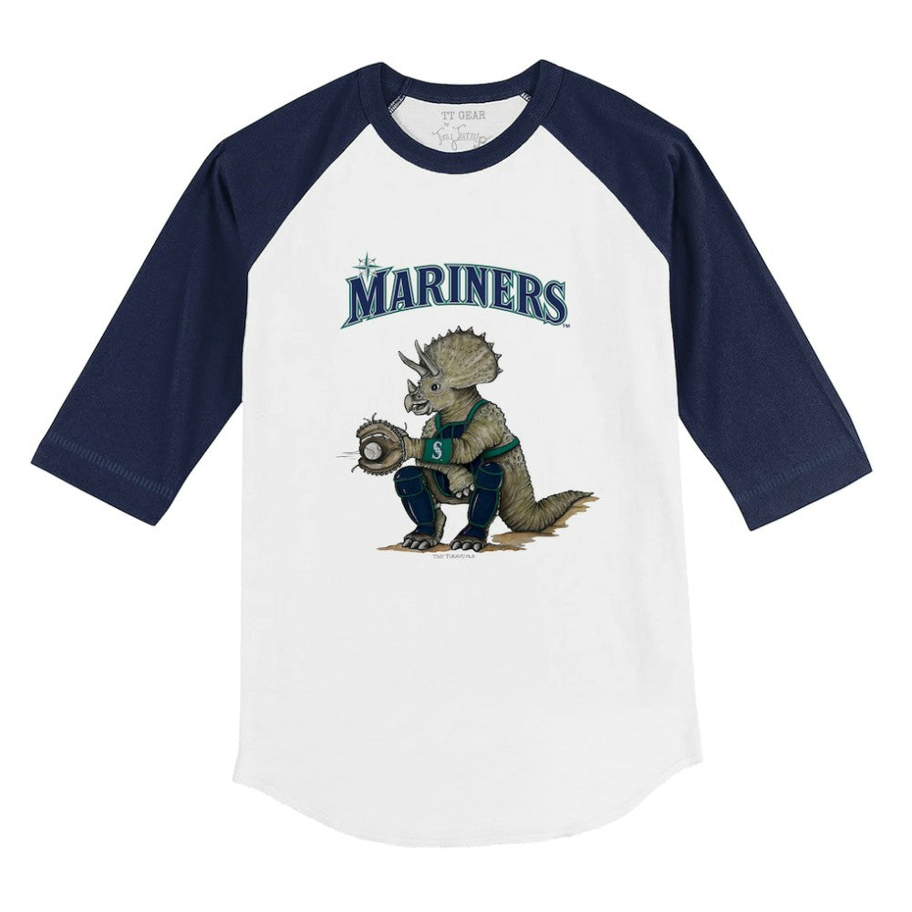 Seattle Mariners Tiny Turnip Youth Triceratops 3/4-Sleeve Raglan T-Shirt discount