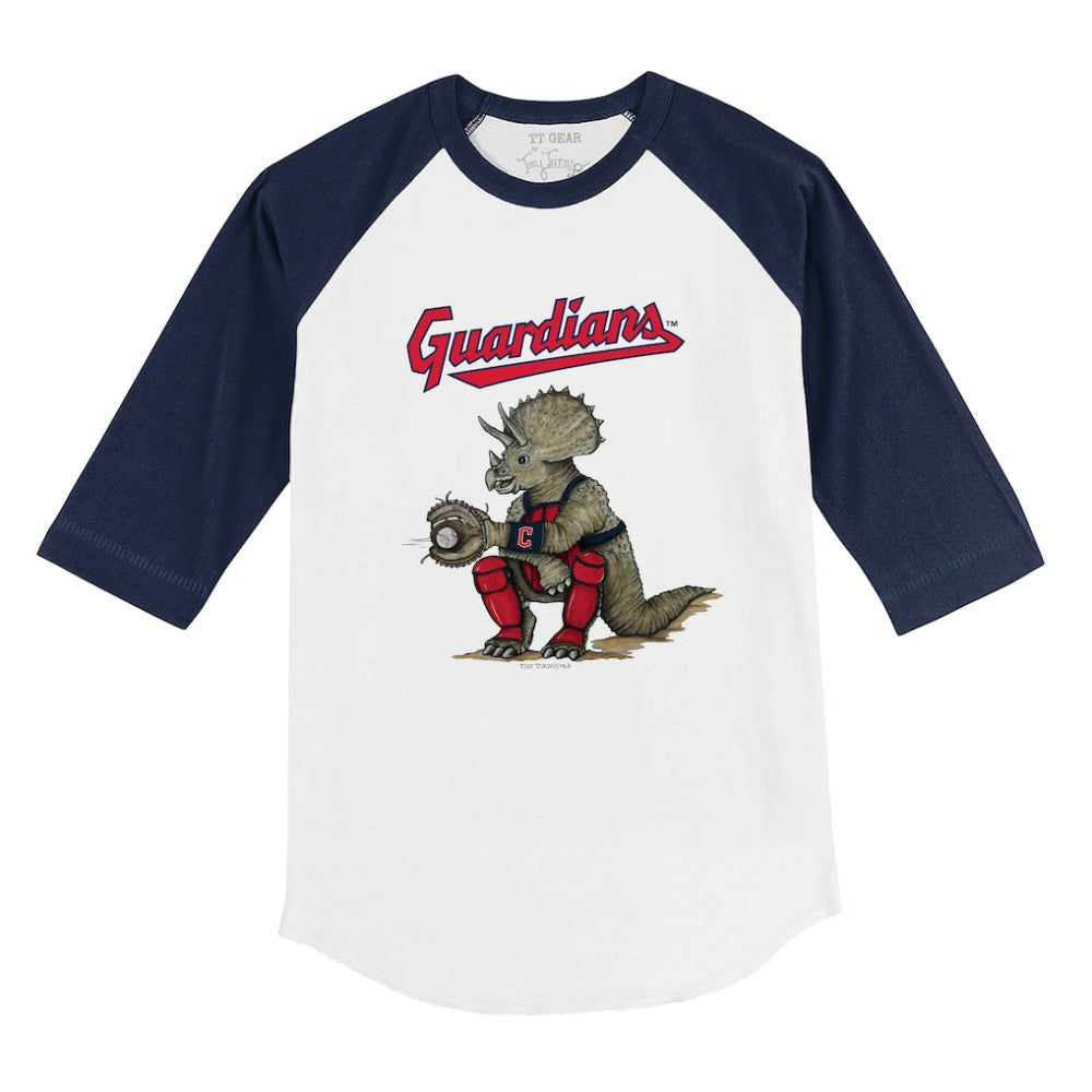 Cleveland Guardians Tiny Turnip Youth Triceratops 3/4-Sleeve Raglan T-Shirt Sale