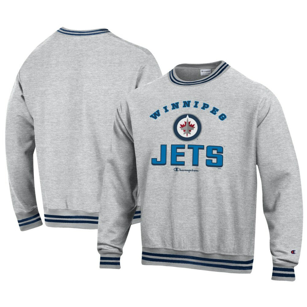 Winnipeg Jets - Champion Reverse Weave Yarn Dye Pullover Sweatshirt Heather Gray