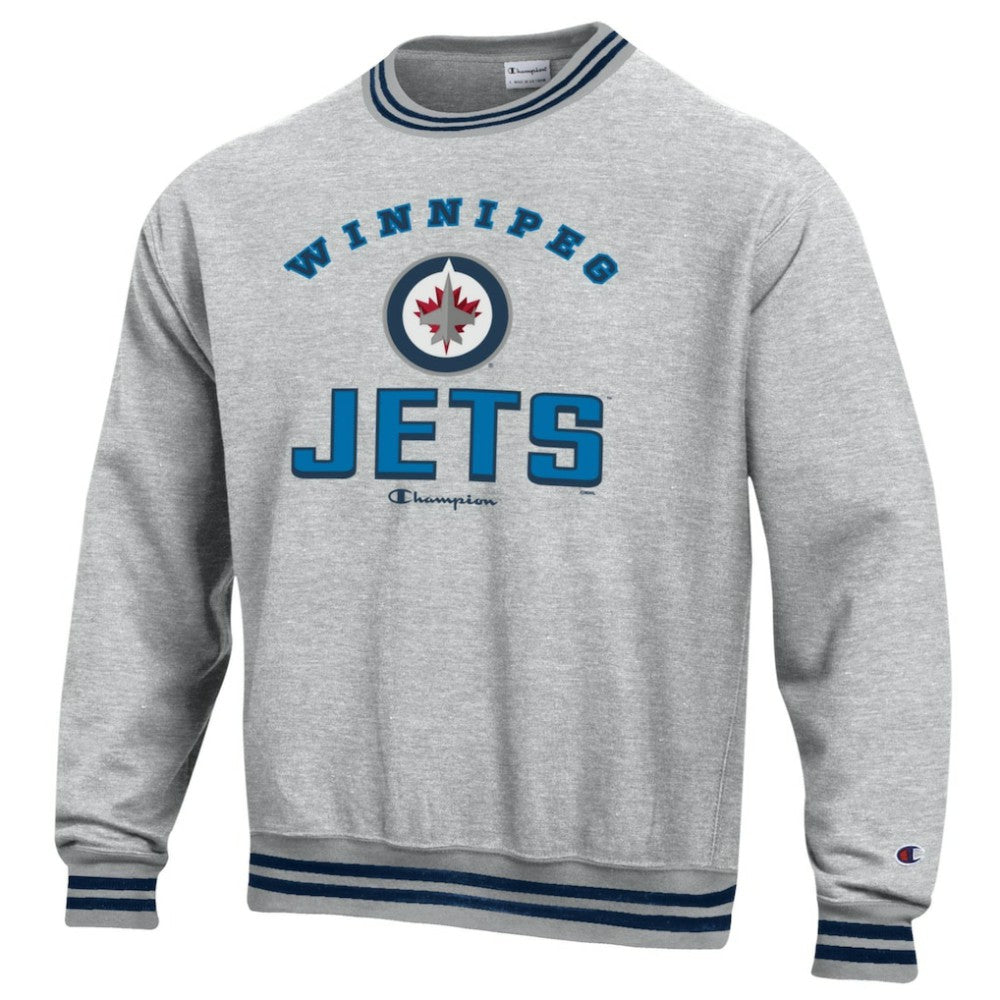 Winnipeg Jets - Champion Reverse Weave Yarn Dye Pullover Sweatshirt Heather Gray