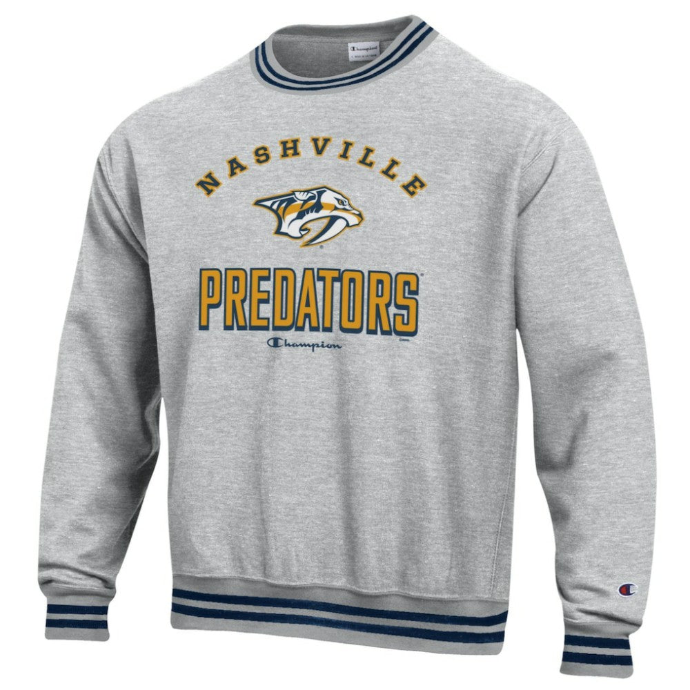 Nashville Predators - Champion Reverse Weave Yarn Dye Pullover Sweatshirt Heather Gray