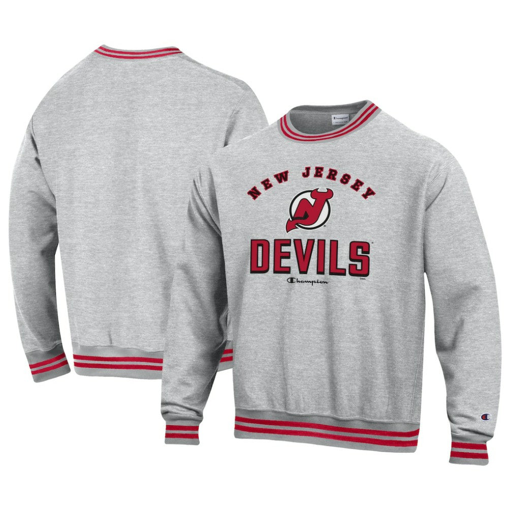 New Jersey Devils - Champion Reverse Weave Yarn Dye Pullover Sweatshirt Heather Gray