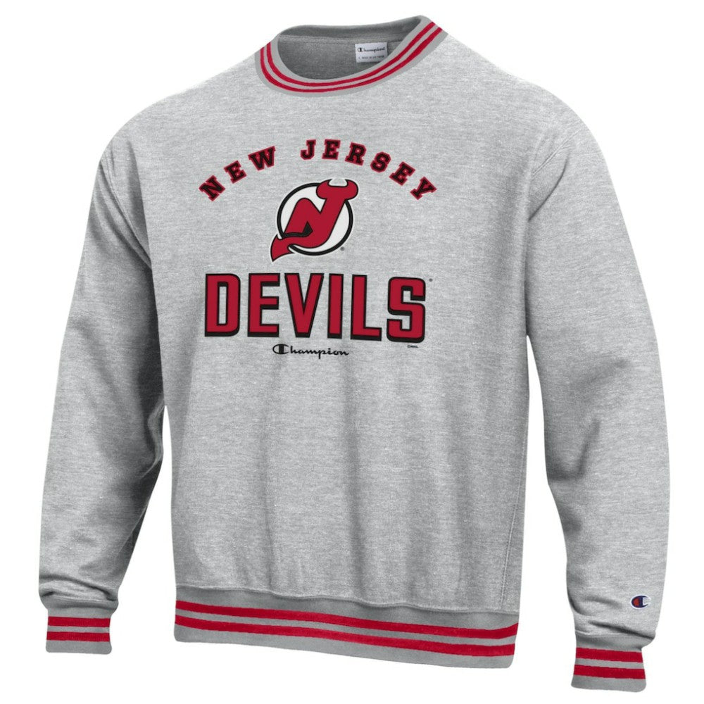 New Jersey Devils - Champion Reverse Weave Yarn Dye Pullover Sweatshirt Heather Gray