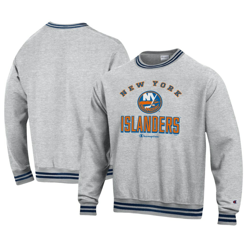 New York Islanders - Champion Reverse Weave Yarn Dye Pullover Sweatshirt Heather Gray
