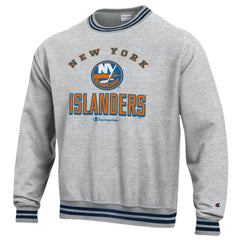 New York Islanders - Champion Reverse Weave Yarn Dye Pullover Sweatshirt Heather Gray