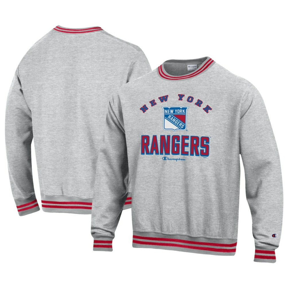 New York Rangers Champion Reverse Weave Yarn Dye Pullover Sweatshirt Heather Gray
