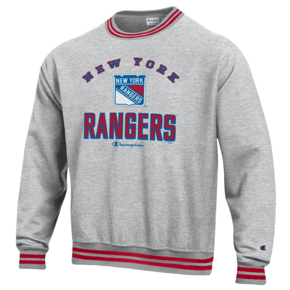 New York Rangers Champion Reverse Weave Yarn Dye Pullover Sweatshirt Heather Gray