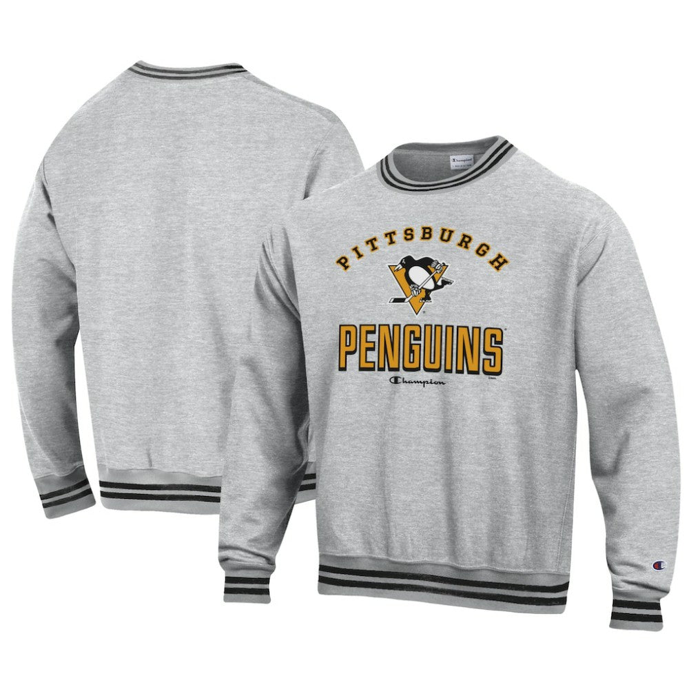 Pittsburgh Penguins Champion Reverse Weave Yarn Dye Pullover Sweatshirt Heather Gray