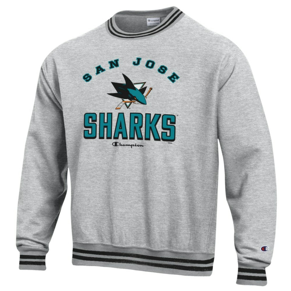 San Jose Sharks - Champion Reverse Weave Yarn Dye Pullover Sweatshirt Heather Gray