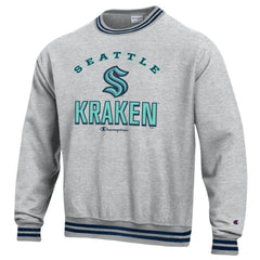 Seattle Kraken Champion Reverse Weave Yarn Dye Pullover Sweatshirt Heather Gray
