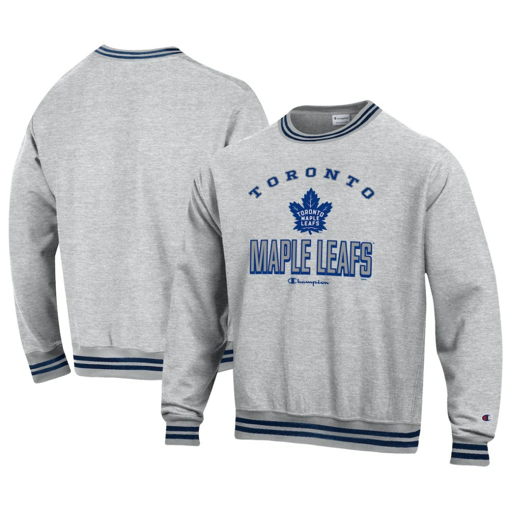Toronto Maple Leafs - Champion Reverse Weave Yarn Dye Pullover Sweatshirt Heather Gray