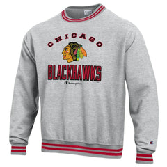 Chicago Blackhawks Champion Reverse Weave Yarn Dye Pullover Sweatshirt Heather Gray