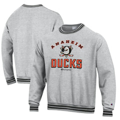 Anaheim Ducks - Champion Reverse Weave Yarn Dye Pullover Sweatshirt Heather Gray