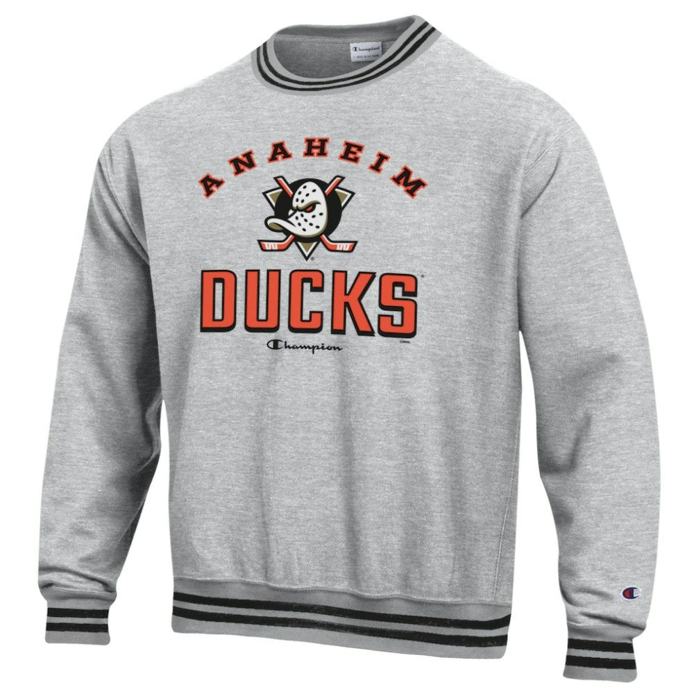 Anaheim Ducks - Champion Reverse Weave Yarn Dye Pullover Sweatshirt Heather Gray