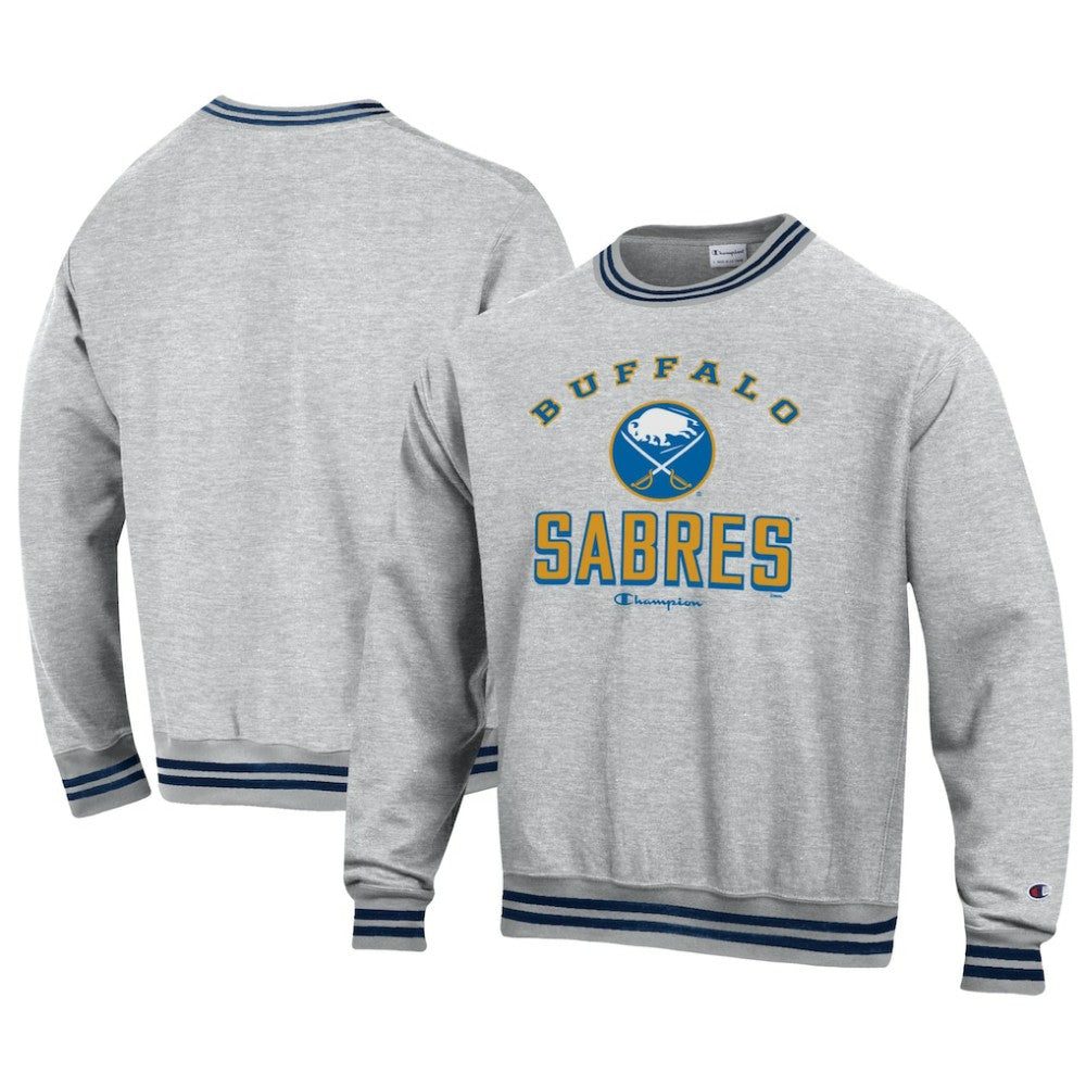 Buffalo Sabres - Champion Reverse Weave Yarn Dye Pullover Sweatshirt Heather Gray