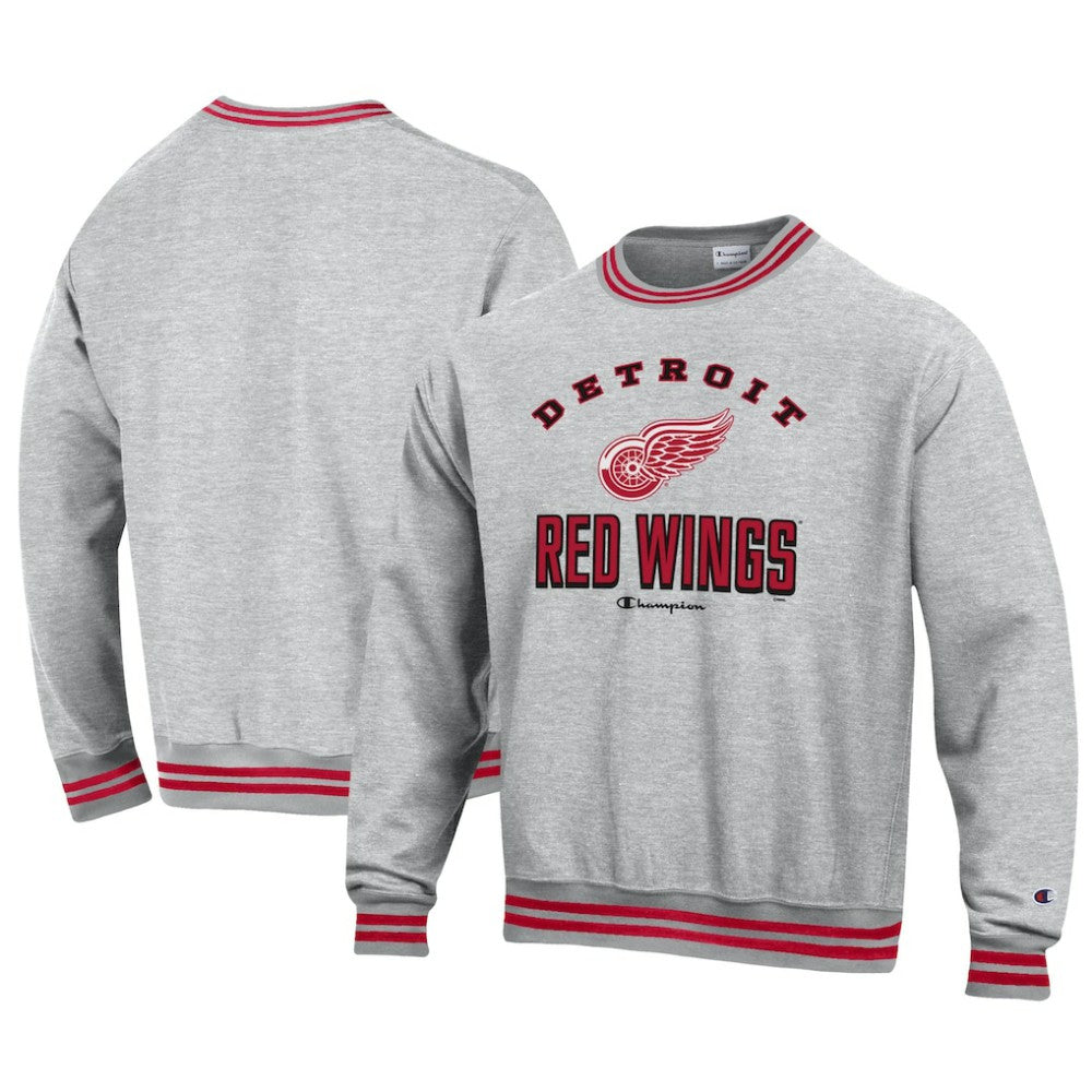 Detroit Red Wings - Champion Reverse Weave Yarn Dye Pullover Sweatshirt Heather Gray