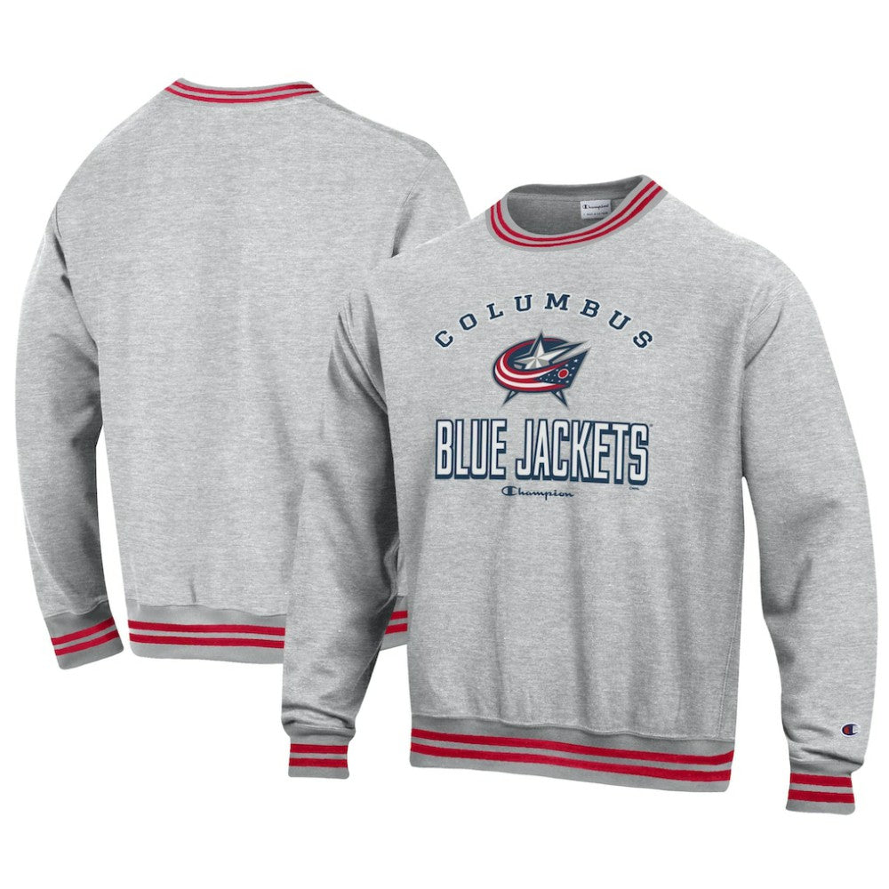 Columbus Blue Jackets - Champion Reverse Weave Yarn Dye Pullover Sweatshirt Heather Gray