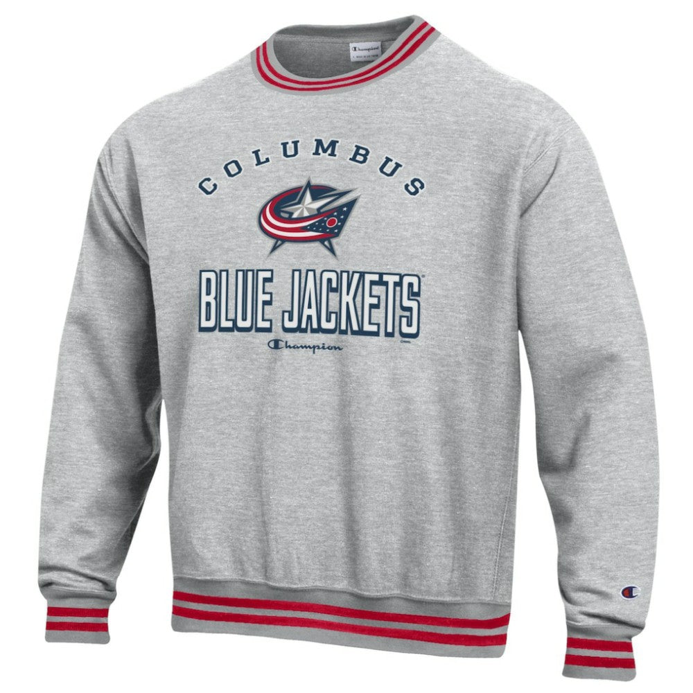 Columbus Blue Jackets - Champion Reverse Weave Yarn Dye Pullover Sweatshirt Heather Gray