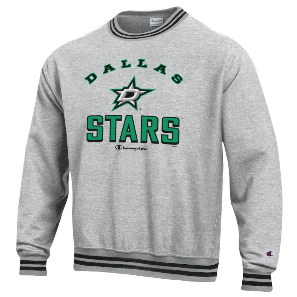 Dallas Stars - Champion Reverse Weave Yarn Dye Pullover Sweatshirt Heather Gray