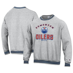 Edmonton Oilers - Champion Reverse Weave Yarn Dye Pullover Sweatshirt Heather Gray