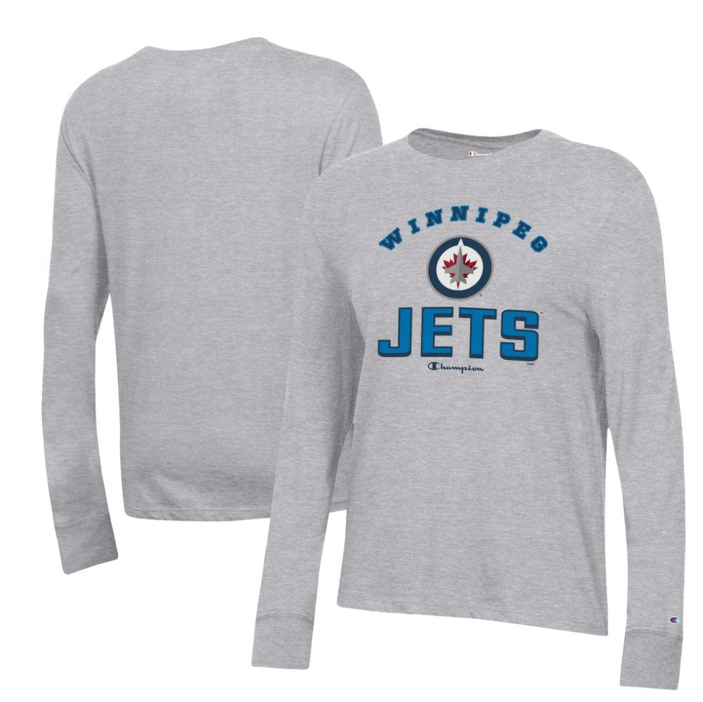 Winnipeg Jets - Champion Women's Core Long Sleeve T-Shirt Heather Gray