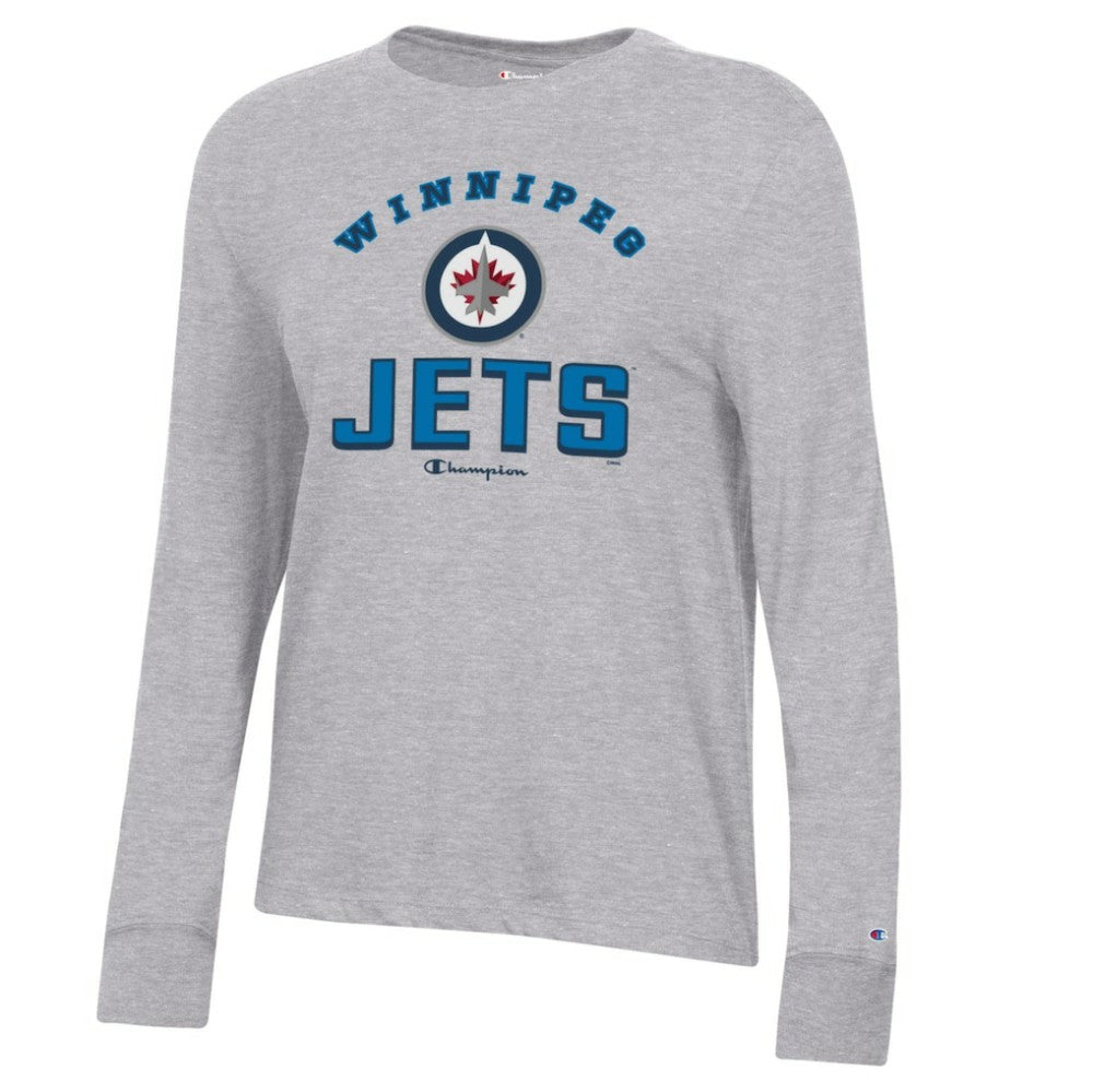 Winnipeg Jets - Champion Women's Core Long Sleeve T-Shirt Heather Gray