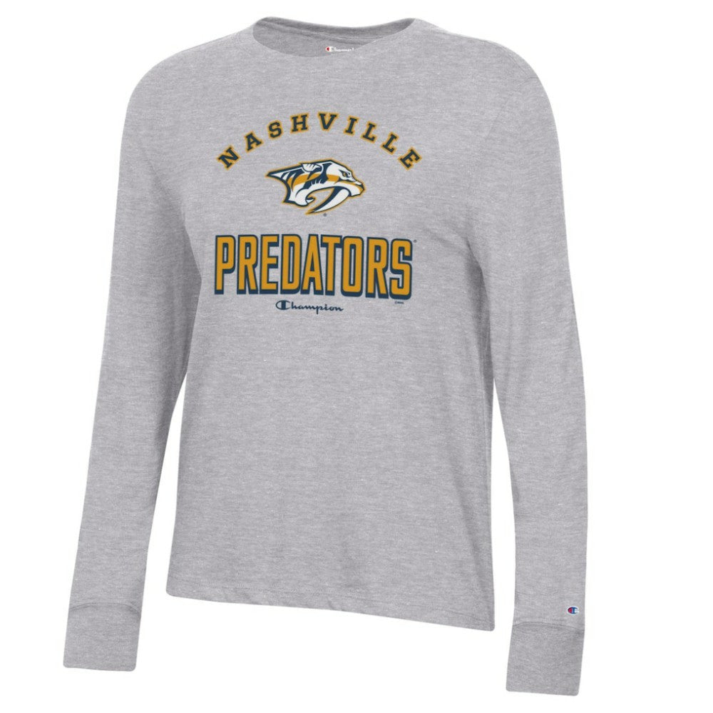 Nashville Predators - Champion Women's Core Long Sleeve T-Shirt Heather Gray