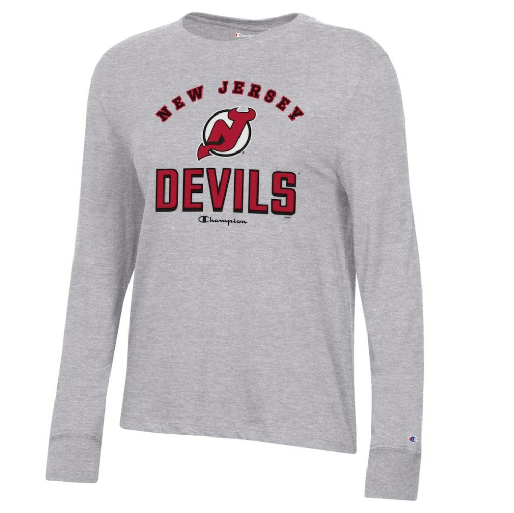New Jersey Devils - Champion Women's Core Long Sleeve T-Shirt Heather Gray