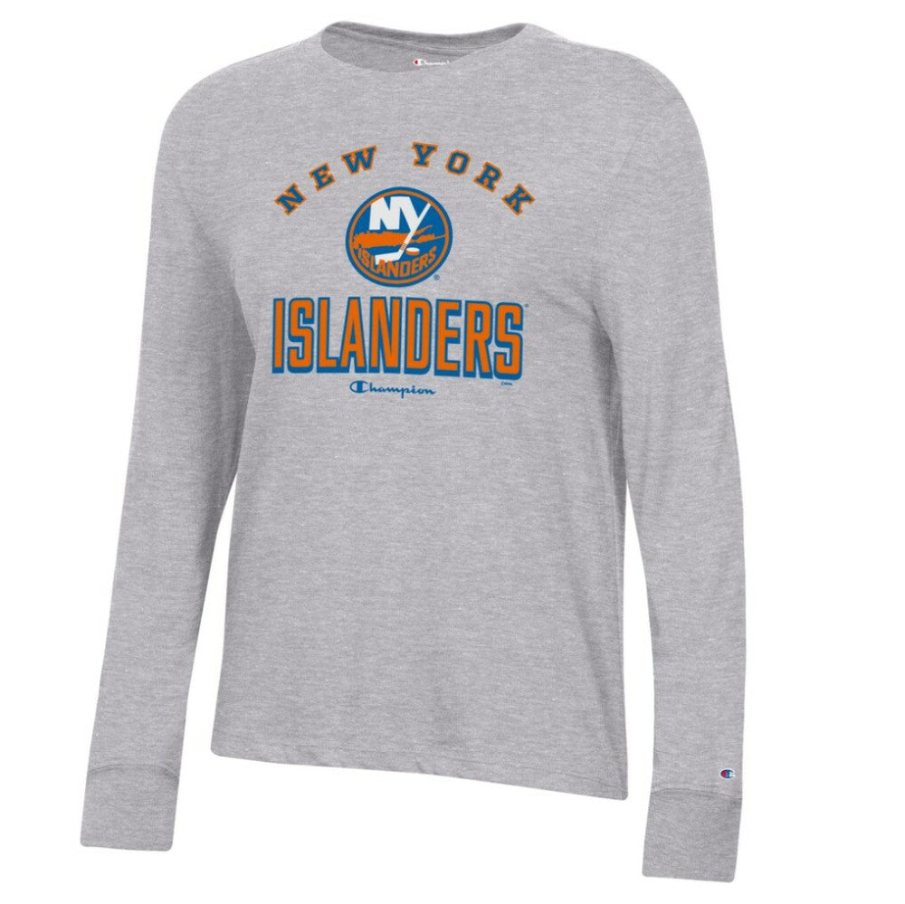 New York Islanders - Champion Women's Core Long Sleeve T-Shirt Heather Gray