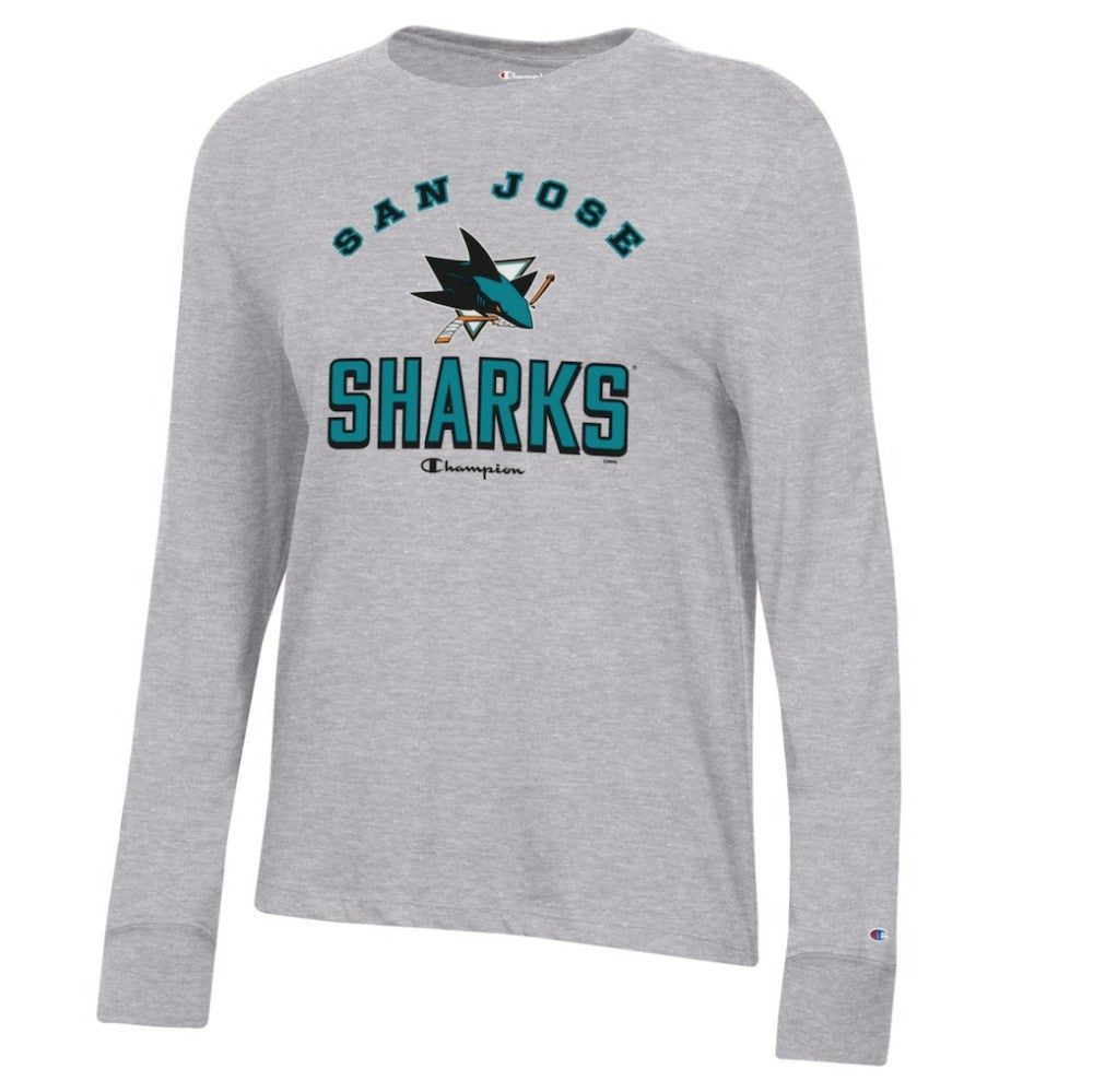 San Jose Sharks - Champion Women's Core Long Sleeve T-Shirt Heather Gray
