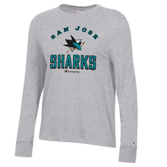 San Jose Sharks - Champion Women's Core Long Sleeve T-Shirt Heather Gray
