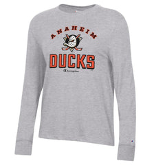Anaheim Ducks - Champion Women's Core Long Sleeve T-Shirt Heather Gray
