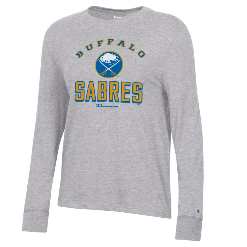 Buffalo Sabres - Champion Women's Core Long Sleeve T-Shirt Heather Gray