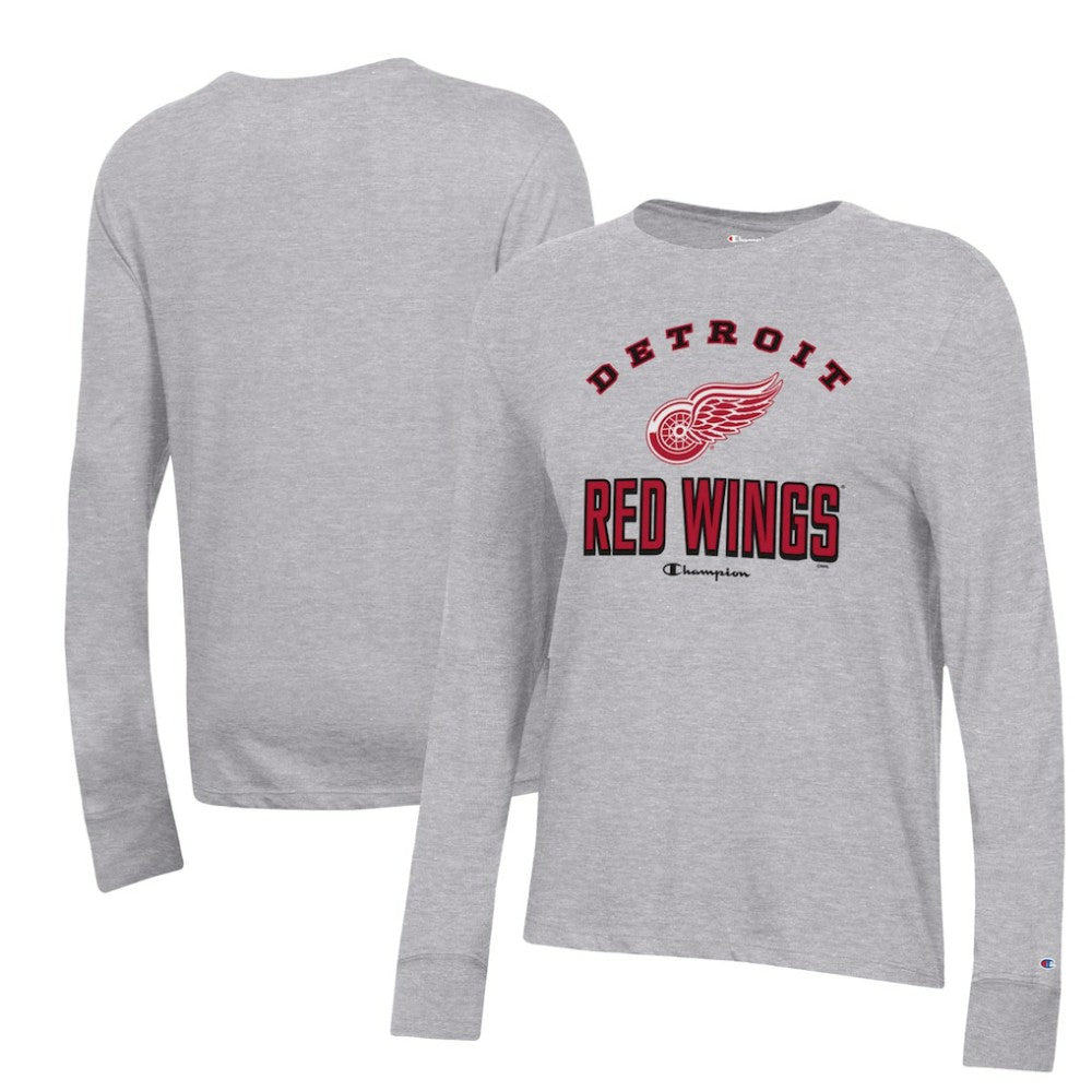 Detroit Red Wings - Champion Women's Core Long Sleeve T-Shirt Heather Gray