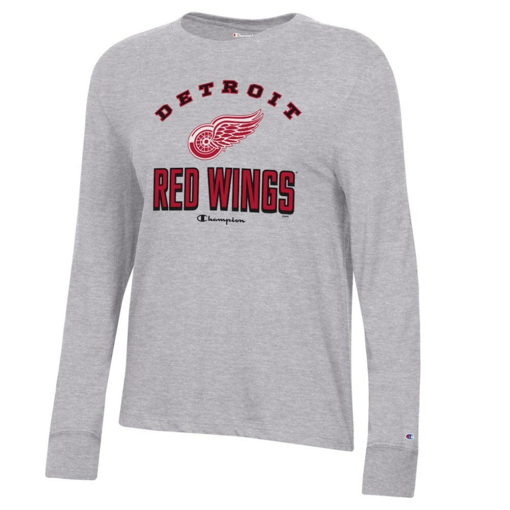 Detroit Red Wings - Champion Women's Core Long Sleeve T-Shirt Heather Gray