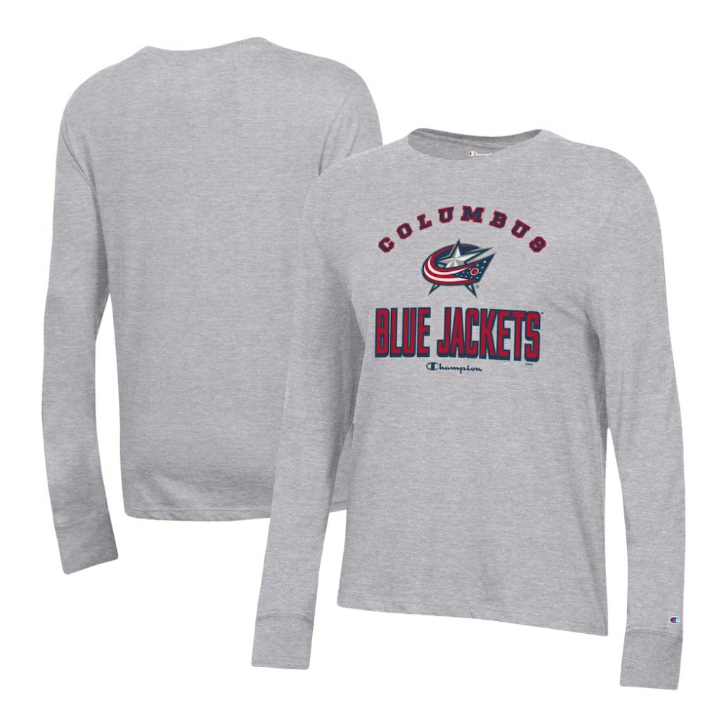 Columbus Blue Jackets - Champion Women's Core Long Sleeve T-Shirt Heather Gray