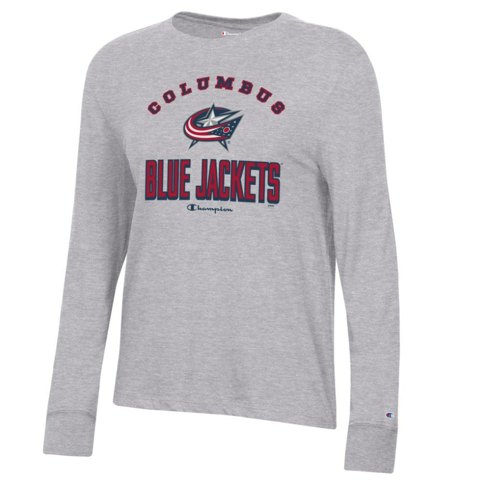Columbus Blue Jackets - Champion Women's Core Long Sleeve T-Shirt Heather Gray