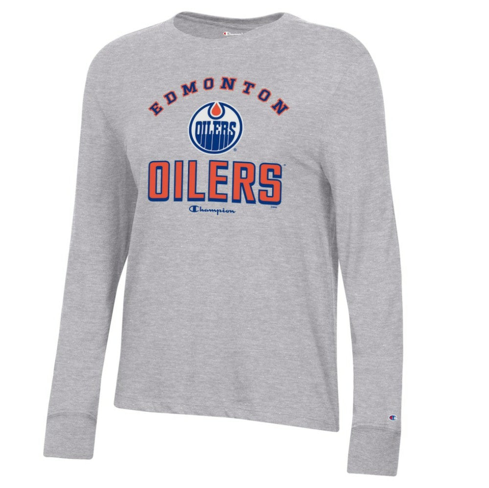 Edmonton Oilers - Champion Women's Core Long Sleeve T-Shirt Heather Gray